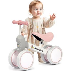 Hello-5ive Baby Balance Bike, girello senza pedale, giocattolo con 4 ruote e sedile regolabile in altezza, bici da allenamento per bambini da 10 a 36 mesi, regalo per il primo compleanno di ragazzi e