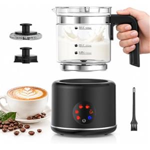 Banaone 6 in 1 Montalatte Elettrico,600w Schiumalatte a induzione magnetica, 500 ml, Vetro borosilicato, lavabile in lavastoviglie, Design Diviso, per Cappuccini e Bevande Calde, Monta e Riscaldare
