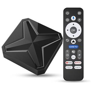 Pulsefell Android 14.0 TV Box, 2GB RAM 16GB ROM RK3518 Quad Core Cores A53 | Android TV Box Mali 450 MP2 GPU Supporto 8k HD 2.4/5.8G WiFi 6 10/100 Ethernet BT 5.4 Intelligente TV Box