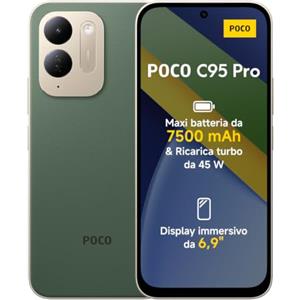 Xiaomi POCO C95 Pro, Smartphone 8+256GB, Verde, Batteria7500mAh,Ricarica Turbo 45W | Display Immersivo da 6,9" 120Hz, Potente Helio G91-Ultra, Doppia Fotocamera AI da 50 MP, HyperOS 3, 1 Anno Extra di Garanzia