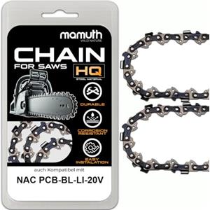 Mamuth Wild Nature 2 catene per motosega da 20 cm, 1,3 mm, 3/8, 33TG per NAC PCB-BL-LI-20V