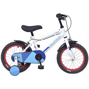 Wildtrak - Bicicletta da 14 pollici per bambini dai 3 ai 5 anni con rotelle - Bianca e Blu
