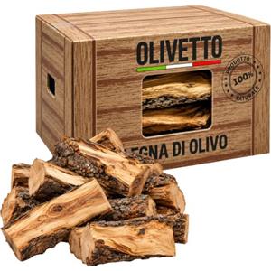 acquaverde | Legna da Ardere di Ulivo 10 kg in Tronchetti da 30-40 cm, Secca e Pronta all'Uso, Ideale per Camino, Stufa, Forno a Legna Barbecue, Combustibile per Riscaldamento, in pratico Cartone