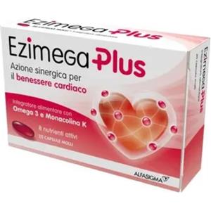 ALFASIGMA SpA Ezimega Plus - Integratore alimentare per il benessere cardiovascolare - 20 capsule molli