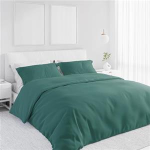Corredocasa Set Copripiumino Singolo in Cotone Morbidissimo, Made in Italy - Invernale, Tinta Unita con Sacco per Piumone e 1 Federa - Traspirante e Facile da Lavare (Verde Smeraldo, Singolo)