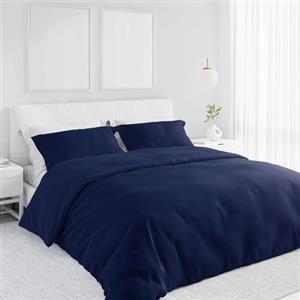 Corredocasa Set Copripiumino Singolo in Cotone Morbidissimo, Made in Italy - Invernale, Tinta Unita con Sacco per Piumone e 1 Federa - Traspirante e Facile da Lavare (Blu, Singolo)