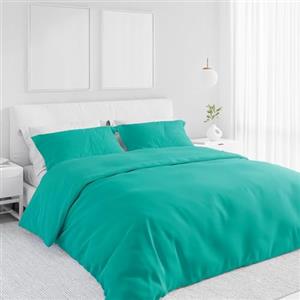 Corredocasa Set Copripiumino Singolo in Cotone Morbidissimo, Made in Italy - Invernale, Tinta Unita con Sacco per Piumone e 1 Federa - Traspirante e Facile da Lavare (Verde Acqua, Singolo)