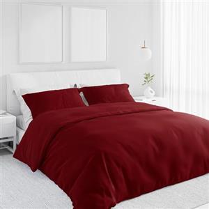 Corredocasa Set Copripiumino Singolo in Cotone Morbidissimo, Made in Italy - Invernale, Tinta Unita con Sacco per Piumone e 1 Federa - Traspirante e Facile da Lavare (Bordeaux, Singolo)