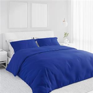 Corredocasa Set Copripiumino Singolo in Cotone Morbidissimo, Made in Italy - Invernale, Tinta Unita con Sacco per Piumone e 1 Federa - Traspirante e Facile da Lavare (Blu Elettrico, Singolo)