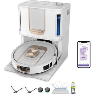 Shark ThermaCharged PowerDetect Wet&Dry, Robot Aspirapolvere Lavapavimenti | Bianco, Rullo Antigrovigli, Lava e Asciuga il Panno, Mappatura/Navigazione 3D, Autopulente, Evita Ostacoli, 3hr, AV2900XEEUWH