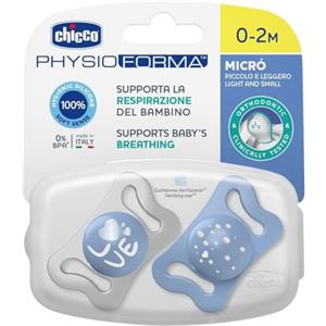 Artsana Chicco Succhietto Physio Micro, 0-2 Mesi, 2 Pezzi, Colori Assortiti