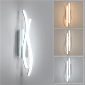 Toolight Applique a Parete Alluminio 14W 3000-6500K Argento 41CM | Faretto da Parete Alluminio, 3 Temperature Regolabili, Design Onda e Linea, Memoria, per Camera Letto e Corridoio