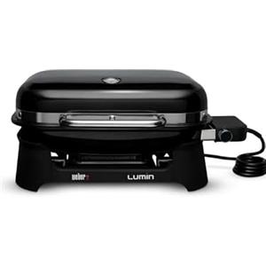 Weber Lumin 92010979 - Griglia elettrica per arrostire, affumicare, cottura a vapore, cottura e mantenimento in caldo, fino a 315 °C, griglia in ghisa smaltata in porcellana, superficie griglia 33 x