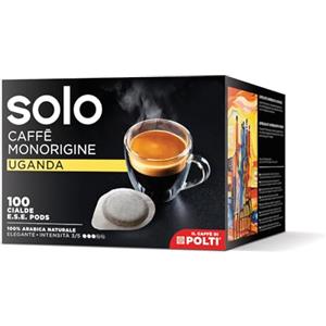 SOLO - Caffè Monorigine Uganda, Cialde E.S.E. 44 mm, 100 Cialde Monodose, 100% Arabica Naturale, Compostabili