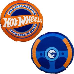 Character World Hot Wheels HTWRACCU001UK - Cuscino rotondo a forma di volante, con licenza ufficiale, perfetto per camera da letto o decorazione per videogiochi