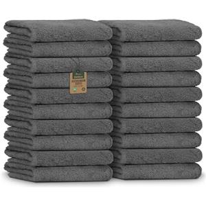 NatureMark Asciugamani Ospite - Confezione da 20 (30x50 cm), 100% Cotone, Certificati OEKO-TEX, Morbidi, Assorbenti e Facili da Lavare - Per Bagno, Ospiti & Spa - Antracite/Grigio