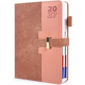 HW CASA Agenda Giornaliera 2027 A5（Gen.-Dic.2027）- con Festività Multilingue (DE/IT/ES/EN/FR),Etichette dei mesi, PU+CARTA, Riepi | Gennaio-Dicembre