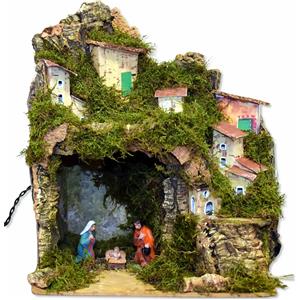 ROSSI ROSA Presepe Illuminato Completo di Natività cm 20x14x26