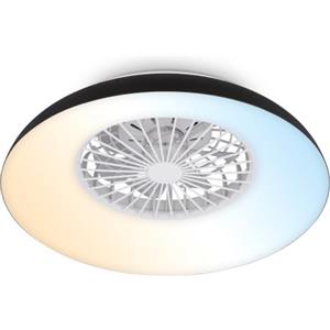 BRILONER - Ventilatore da soffitto con luce LED, telecomando, motore DC silenzioso con 5 velocità, CCT e luminosità regolabile, lampadario ventilatore da soffitto, lampadario, 60 cm, nero, bianco
