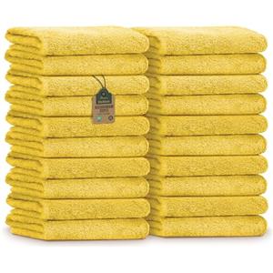NatureMark Asciugamani Ospite - Confezione da 20 (30x50 cm), 100% Cotone, Certificati OEKO-TEX, Morbidi, Assorbenti e Facili da Lavare - Per Bagno, Ospiti & Spa - Giallo