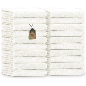 NatureMark Asciugamani Ospite - Confezione da 20 (30x50 cm), 100% Cotone, Certificati OEKO-TEX, Morbidi, Assorbenti e Facili da Lavare - Per Bagno, Ospiti & Spa - Crema/Naturale