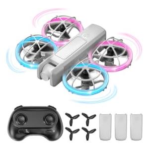 Yorrimmu Drone per Bambini,Mini Drone,con Luce LED,3 modalità,3 batterie,Regali di compleanno e di Natale,per 6 7 8 9 10+ Anni,Ragazzi,Ragazze,Principianti