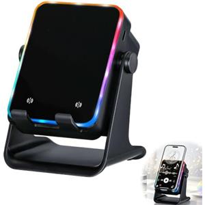 Generic Altoparlante a induzione wireless, altoparlante Bluetooth 5 in 1 con supporto per telefono, supporto per altoparlante audio a induzione ricaricabile con luce RGB, supporto da scrivania regolabile a