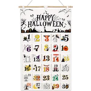 HOWAF Calendario Avvento Halloween 2026, Calendario dell'Avvento Tessuto Riutilizzabile con 30 Tasche 9,5 × 9 cm, Advent Calendar da Appendere per Halloween Decorazioni Casa, Feste e Decorazioni