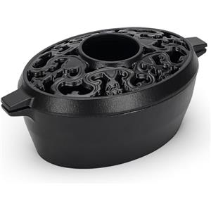 TwentyNext Umidificatore a vapore per stufa a legna,2,5 quart stufa a legna in ghisa,Grande capacità stufa a legna vapore acqua,Grande diametro bocca reticolo top antiruggine camino umidificatore Pot,Nero