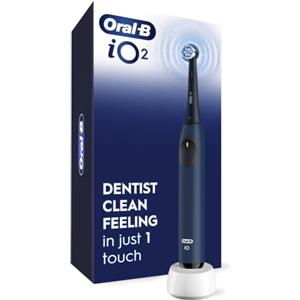 Oral-B iO Spazzolino Elettrico Ricaricabile Serie 2 Blu Scuro con 1 Testina Morbida per la Cura della Spazzola, Sensore di Pressione Automatico per Proteggere le Gengive, 3 Modalità Timer da 2 Minuti