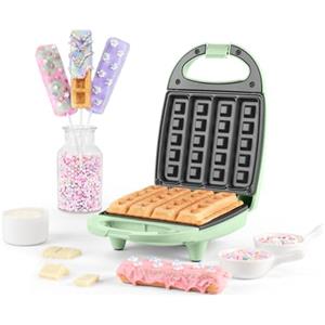 Giles & Posner Sorbet Macchina per waffle su stecco, 4 waffle, 520 W | Piastre antiaderenti, preriscaldamento 3 min, spie accensione/pronto, piedini antiscivolo, finitura blu pastello