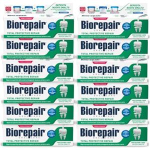 Biorepair, Dentifricio Total Protective Repair, 12x75ml | Protegge da Placca, Tartaro e Carie, Con Microrepair, Senza Fluoro e Parabeni