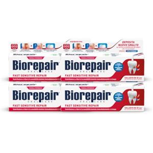 Biorepair, Dentifricio Fast Sensitive Repair, 4 x 60 ml | Riduce la Sensibilità Dentale e Dà Sollievo dal Dolore dei Denti Sensibili in 30 Secondi, Protegge e Ripara lo Smalto