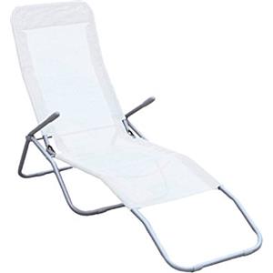 Linea Garden Friend Sdraio Basculante in Tubo di Acciaio ⌀ 25 mm e Telo in Textilene 450 gr, Colore Bianco