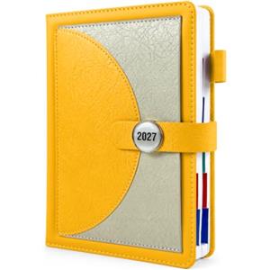 HW CASA Agenda Giornaliera 2027 A5 (Gen.-Dic. 2027), con Festività Multilingue (DE/IT/ES/EN/FR), Chiusura Magnetica, Riepilogo Mensile - Ideale per ufficio e studio