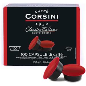 CAFFÈ CORSINI 1950 Caffè Corsini Classico Italiano, Capsule Compatibili Lavazza, A Modo Mio, Da 7.5 Grammi Di Caffè Macinato, 100 Unità, Confezione da 1