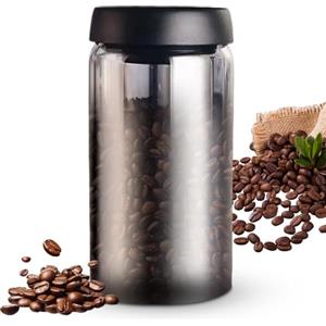 VOHESEA Contenitore sottovuoto per la conservazione di caffè e alimenti, ermetico, pompa per vuoto integrata, tenuta ermetica da 1,2 litri, vetro pulito con coperchio (1200 ml)
