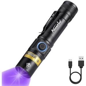 Alonefire SV38 5W 365nm Torcia UV LED Professionale Ricaricabile USB Tipo C Ultravioletti Luce Nera Rileva Urina per Resina, Pesca, Fluoresceina, Scorpioni, Colla, Minerali con Batteria Litio