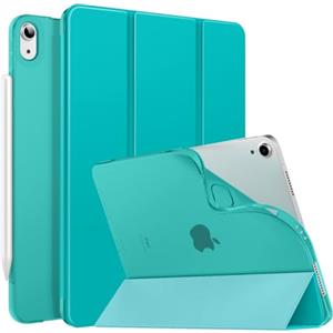 MoKo Cover per iPad Air 11 Pollici (M4/M3/M2 2026/2025/2024), Blu Bondi | iPad Cover in TPU e Pelle PU Semi-Trasparente Sostegno Supporto Sottile con Morbido TPU Cover con Auto Svegliati/Sonno