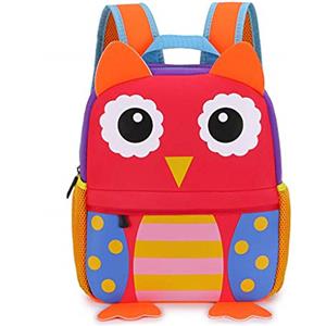 Bkrdty Zaino per bambini 3D carino borsa per bambini per scuola materna prescolare viaggio 1-5 anni, gufo, taglia unica