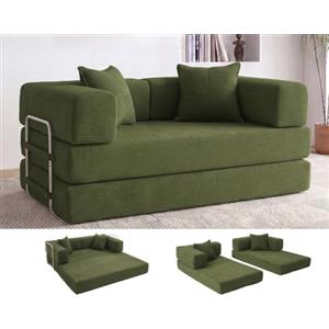 Vipbear 5-in-1 Divano a 2 posti, 160cm Sofa Bed funzione letto divano a pavimento | Divano 2 posti disossato schiuma ad alta densità pet-friendly boneless couch, per camera compatta, senza montaggio