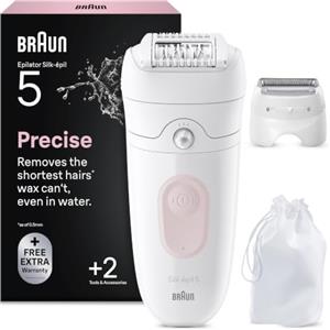 Braun Silk-Épil 5 Epilatore Elettrico Donna, 5-030, Rosa Flamingo | Rasoio Elettrico Donna Impermeabile con Custodia, Testina Radente e Cappuccio Regolatore, Rimozione Facile Peli, Pelle Liscia