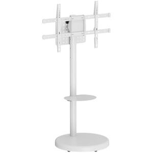 Ewent Supporto TV da Pavimento, Supporto Mobile su ruote per schermi al plasma/LED/LCD fino a 86 pollici e 50 kg,Carrello con con 2 ripiani, Design Inclinabile,Regolabile in Altezza e Larghezza,Bianco