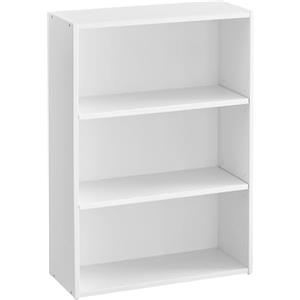 VASAGLE Scaffale a 3 Ripiani, Libreria, Scaffalatura Portaoggetti | Organizzatore con Scomparti, Ripiani Aperti, per Soggiorno, Ufficio, Bianco Nuvola, Collezione CUSTOS LBC163T14