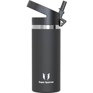 Super Sparrow Sparrow Borraccia Termica con Cannuccia 0.5L/0.75L/1L Borracce Acciaio Inox | Bottiglia Senza BPA & Perdite -Lavastoviglie, Caldo & Freddo, Scuola, Sport -SwivelSip Borraccia Tappo Cannuccia