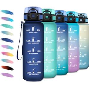 KollyKolla Borraccia 500ml, Borraccia con Filtro, Bottiglia Acqua Motivazionale con Scala Temporale, Facile Pulizia, Bottiglia Scuola per Ufficio, Campeggio, Viaggio, Ciclismo, Corsa