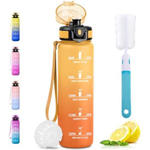 JAPORIA Borraccia 500ml, Bottiglia Acqua con Marcatori Temporali, a Prova di Perdite, Borraccia con Filtro, senza BPA, Bottiglia Acqua per Scuola, Studenti, Ufficio, Palestra