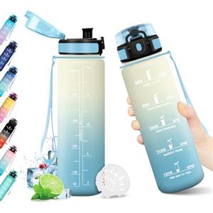 KollyKolla Borraccia 500ml, Borraccia Borracce con Filtro e Indicatore del Tempo, Bottiglia Acqua A Prova di Perdite, Borracce Sport per Bambini, Studenti, Palestra, Ufficio