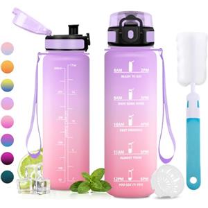 JAPORIA Borraccia 500ml, Borraccia con Indicatore del Tempo Motivazionale, a Prova di Perdite, Bottiglia Acqua con Filtro, Borracce senza BPA per Scuola, Studenti, Ufficio, Palestra