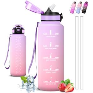 Grsta Borraccia 1,5 litri, Borraccia con Cannuccia, Senza Perdite, Water Bottle Palestra, Borracce con Slogan Motivazionale, Bottiglia Motivazionale, Facile da Trasportare, per Ciclismo, Fitness, Campeggio